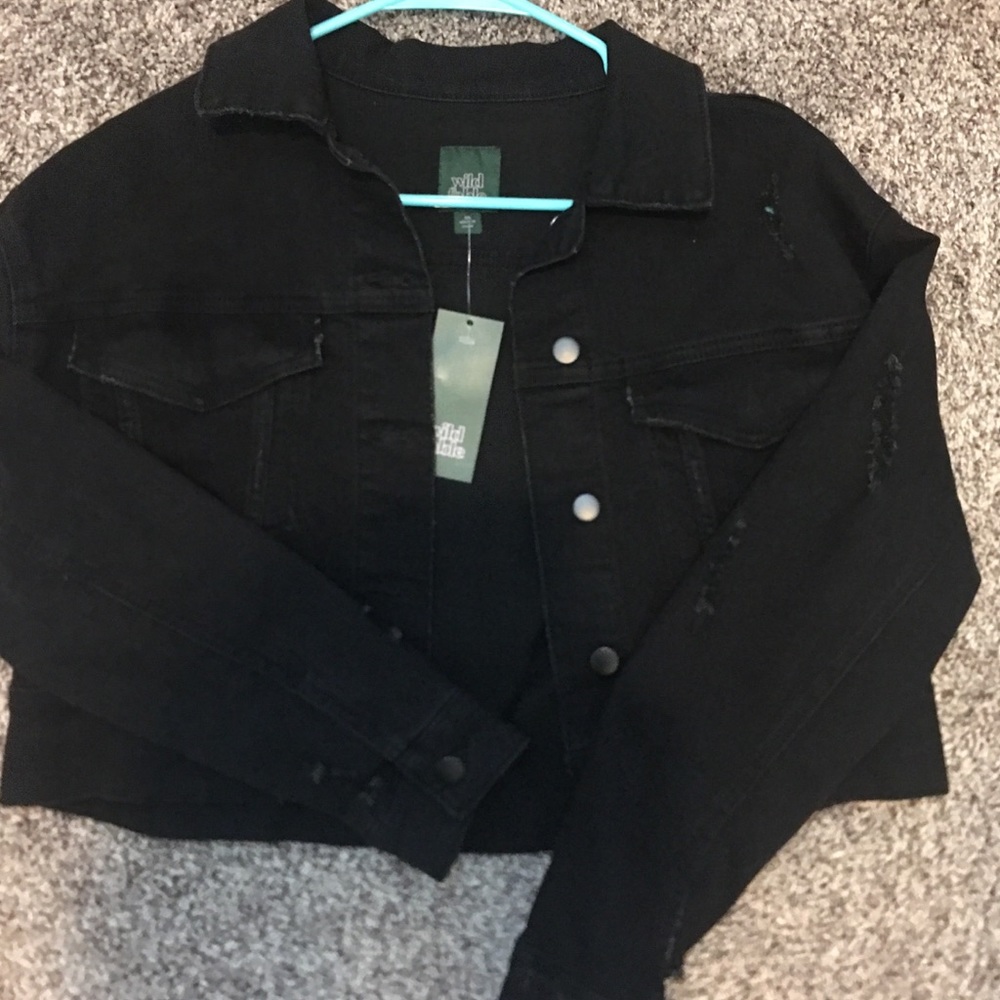 NWT Cropped black denim Jacket